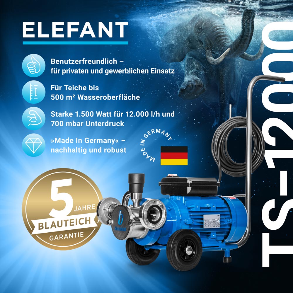 Vorteile des Teichschlammsauger Elefant TS-12000